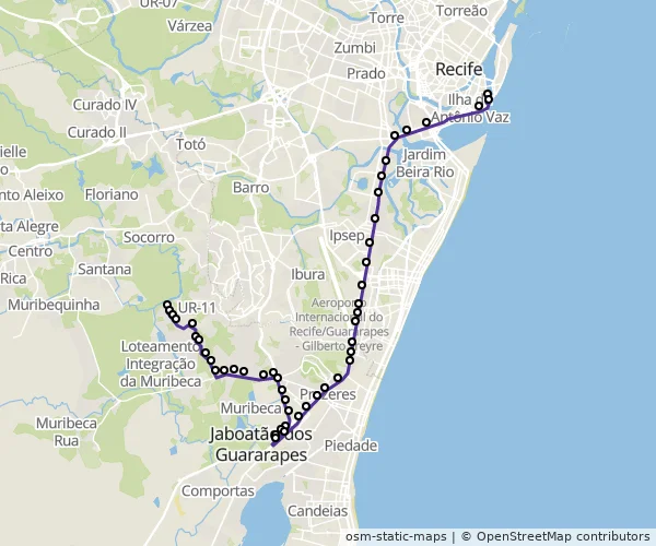 Mapa do itinerário da linha