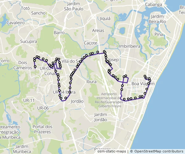 Mapa do itinerário da linha