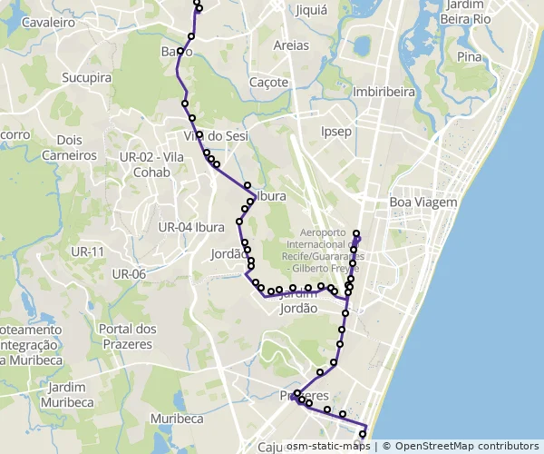 Mapa do itinerário da linha