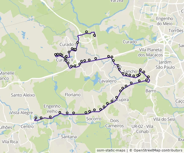 Mapa do itinerário da linha