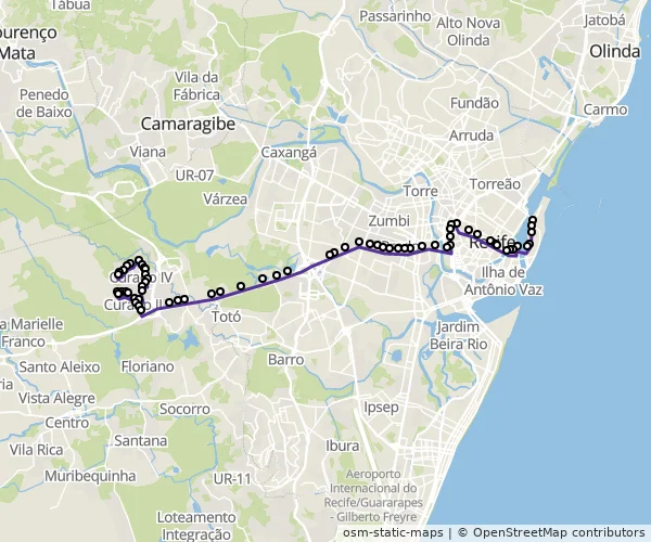 Mapa do itinerário da linha