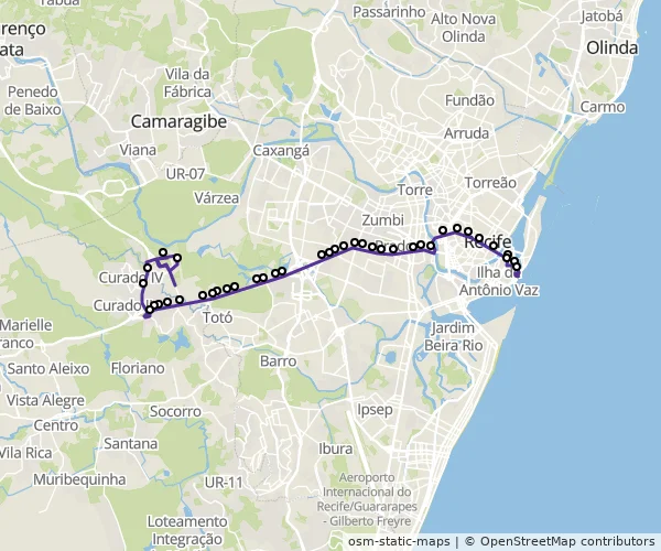 Mapa do itinerário da linha