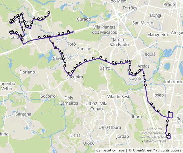 Mapa do itinerário da linha