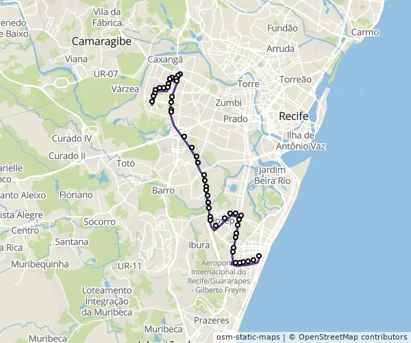 Mapa do itinerário da linha
