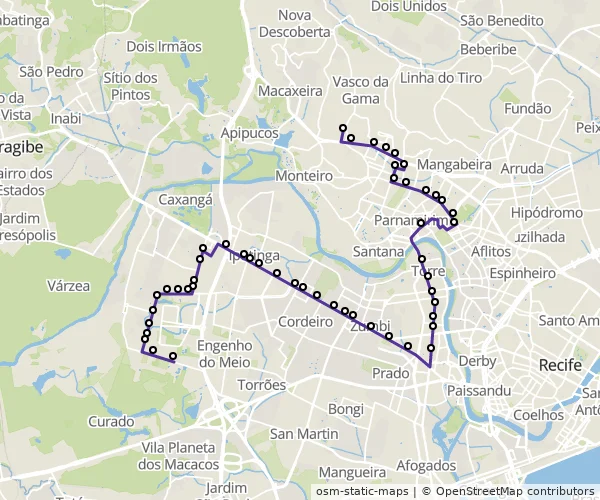 Mapa do itinerário da linha