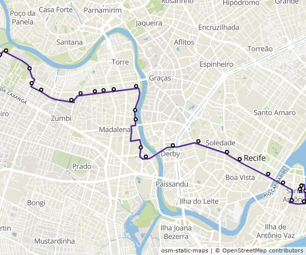 Mapa do itinerário da linha