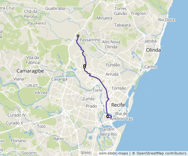 Mapa do itinerário da linha