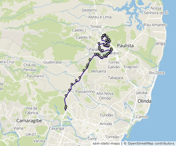 Mapa do itinerário da linha
