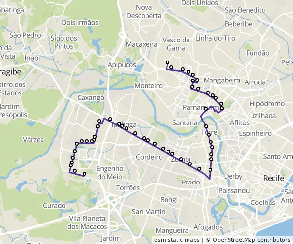 Mapa do itinerário da linha