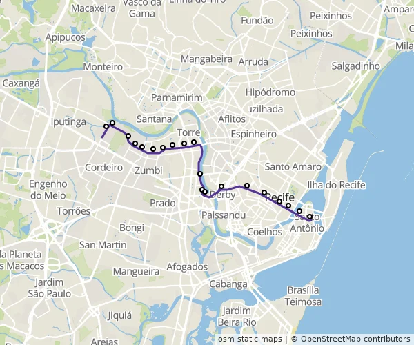 Mapa do itinerário da linha