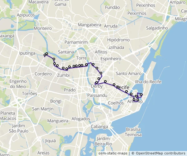 Mapa do itinerário da linha