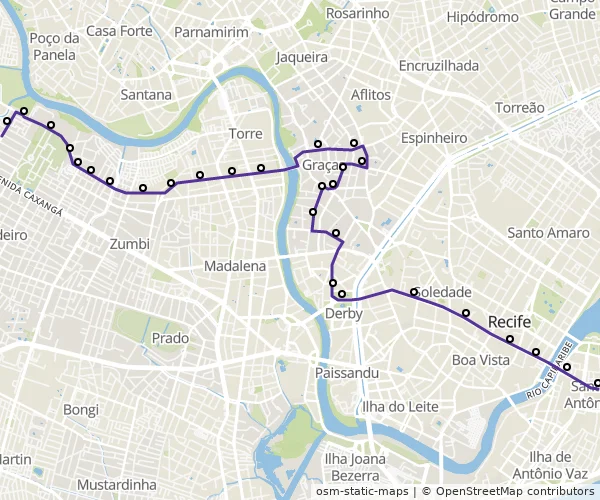 Mapa do itinerário da linha