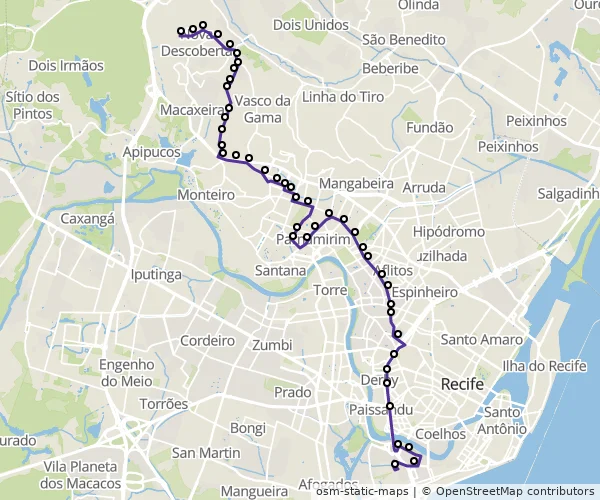 Mapa do itinerário da linha