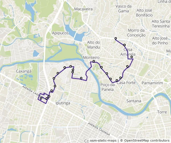 Mapa do itinerário da linha