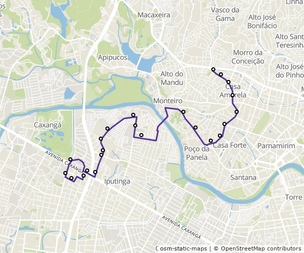 Mapa do itinerário da linha