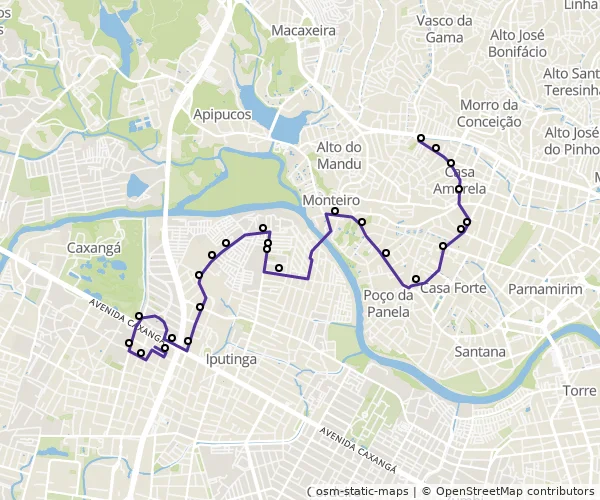 Mapa do itinerário da linha