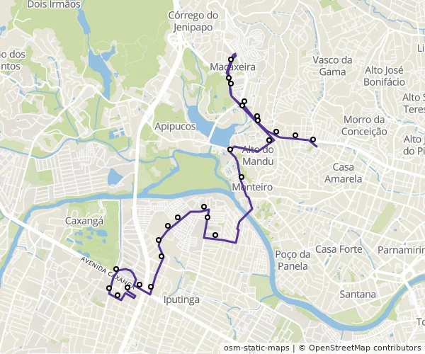 Mapa do itinerário da linha