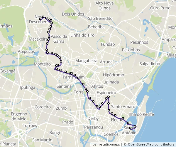 Mapa do itinerário da linha