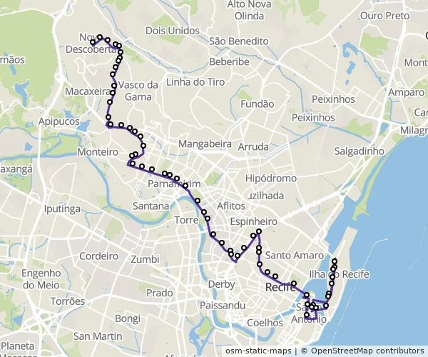 Mapa do itinerário da linha