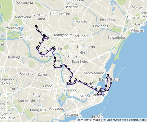 Mapa do itinerário da linha