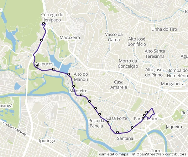 Mapa do itinerário da linha