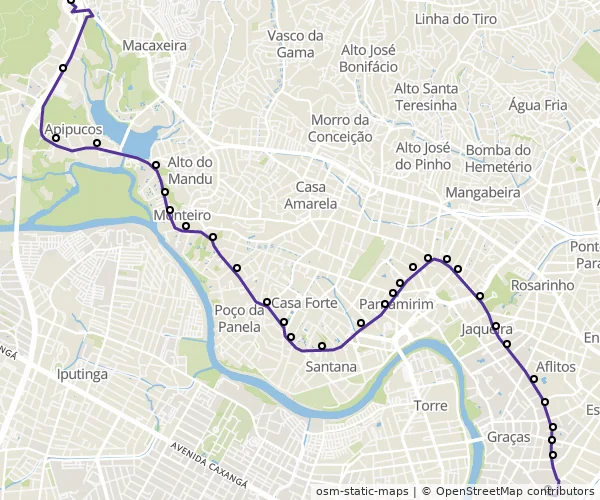 Mapa do itinerário da linha