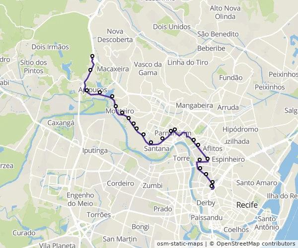 Mapa do itinerário da linha