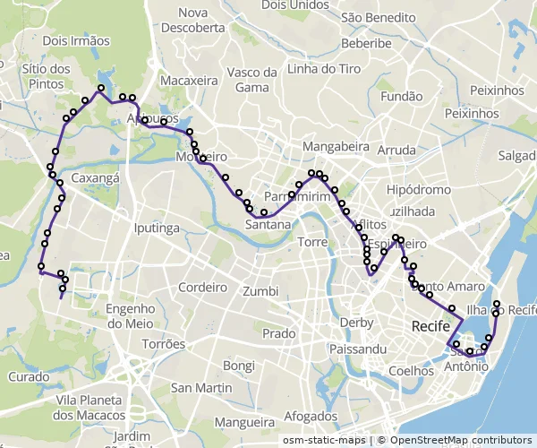 Mapa do itinerário da linha