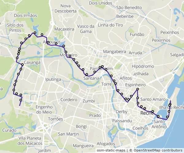 Mapa do itinerário da linha