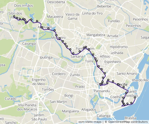 Mapa do itinerário da linha