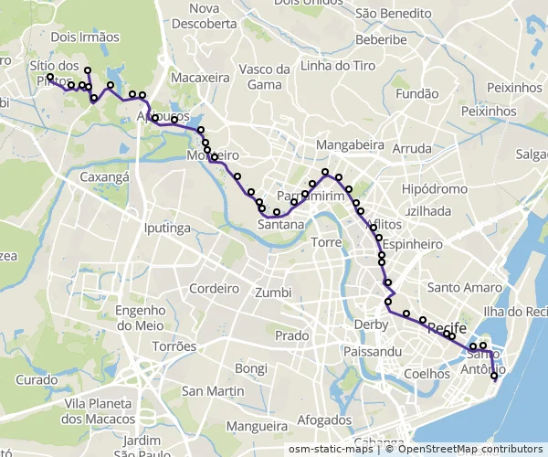 Mapa do itinerário da linha