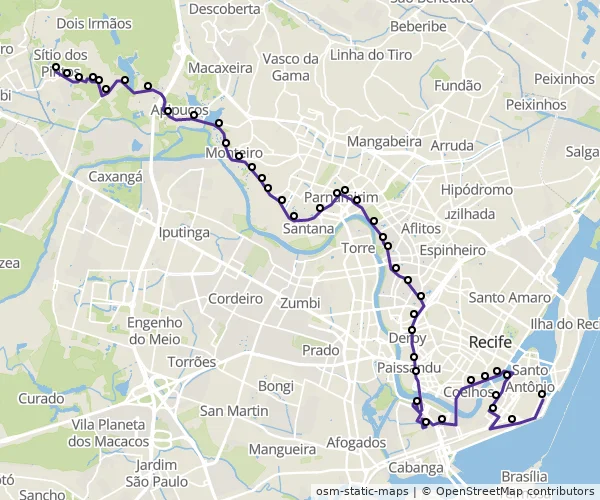 Mapa do itinerário da linha