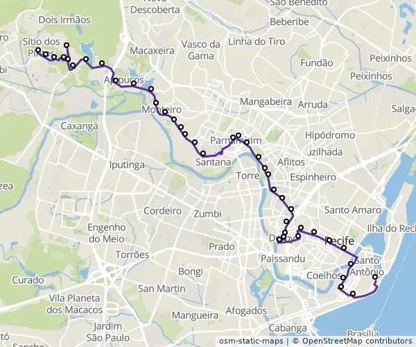 Mapa do itinerário da linha