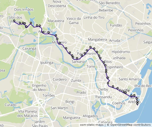 Mapa do itinerário da linha
