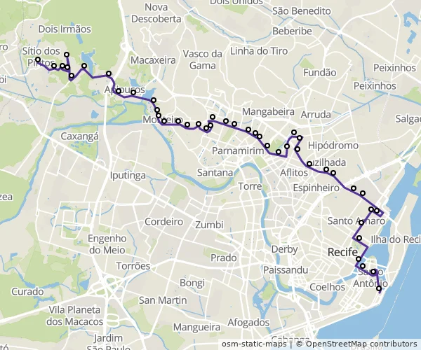 Mapa do itinerário da linha