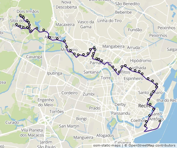 Mapa do itinerário da linha