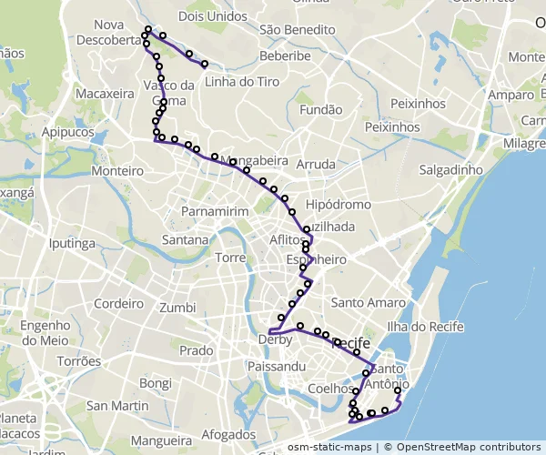 Mapa do itinerário da linha