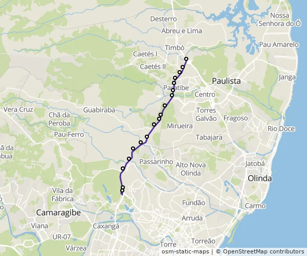 Mapa do itinerário da linha
