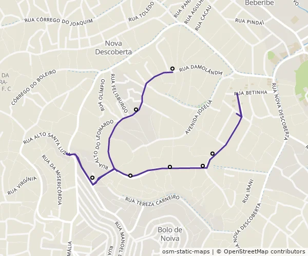 Mapa do itinerário da linha