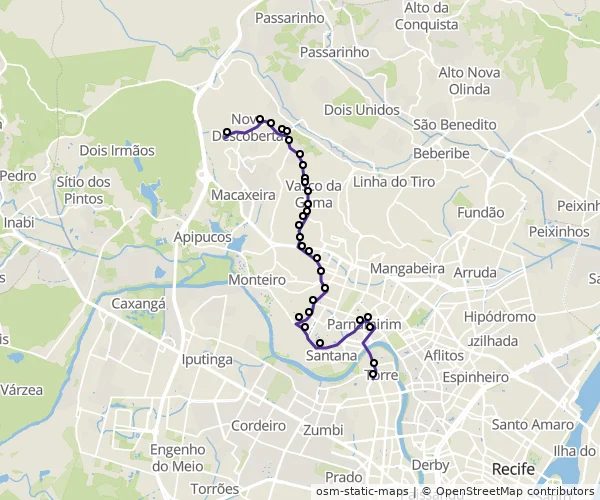 Mapa do itinerário da linha