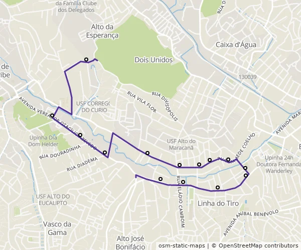 Mapa do itinerário da linha