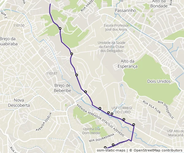 Mapa do itinerário da linha