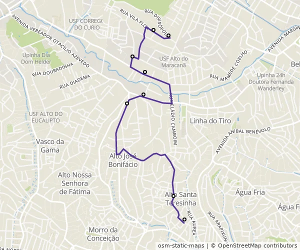 Mapa do itinerário da linha