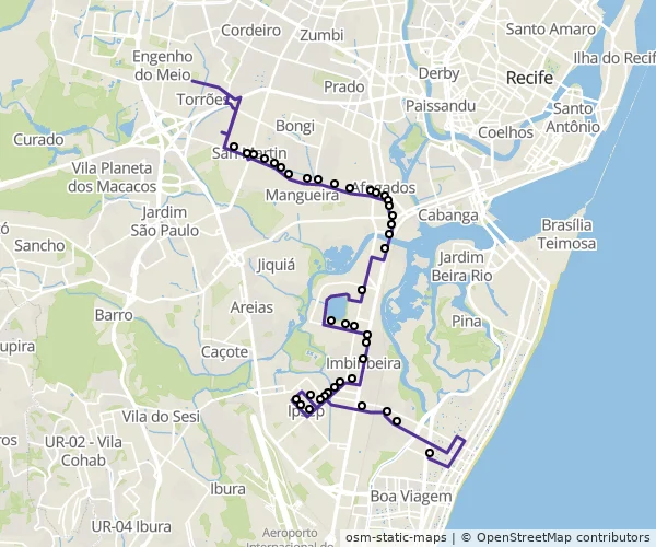 Mapa do itinerário da linha