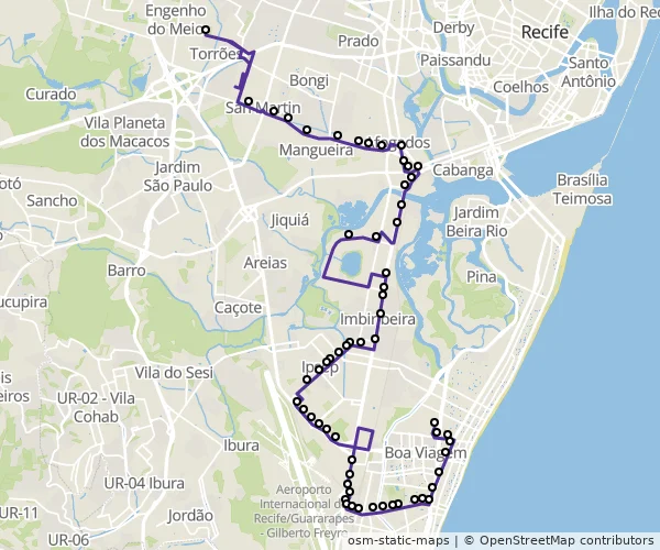 Mapa do itinerário da linha