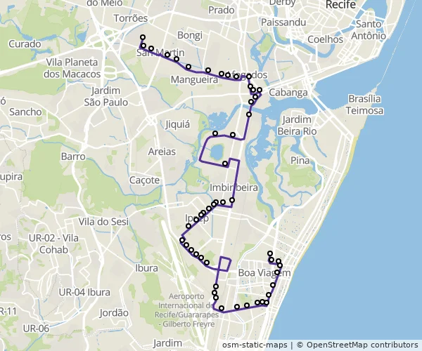 Mapa do itinerário da linha