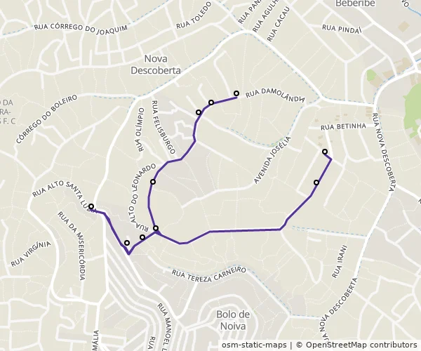 Mapa do itinerário da linha