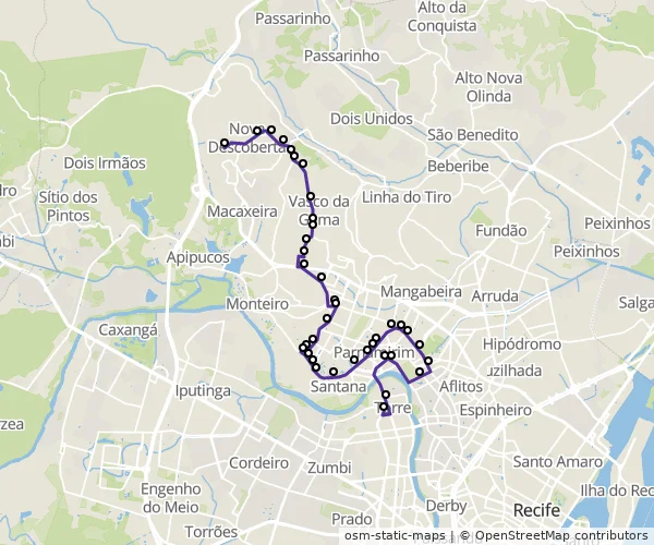 Mapa do itinerário da linha