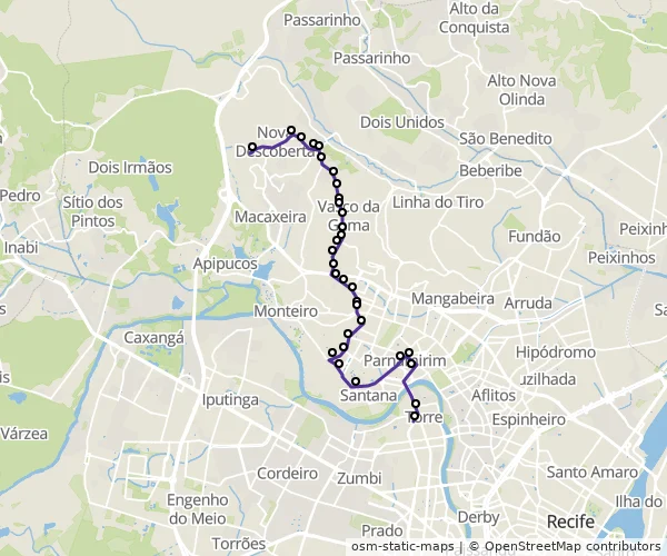 Mapa do itinerário da linha