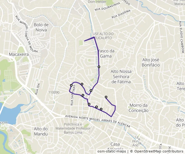 Mapa do itinerário da linha